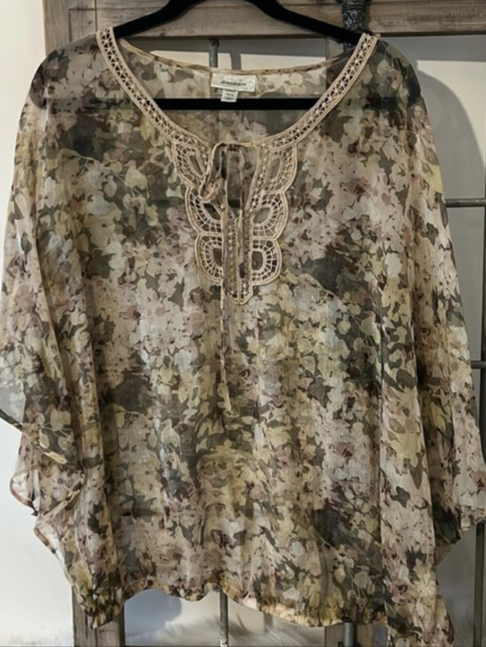SALE!! Dress Barn Slightly Sheer Blouse with Crochet Trim